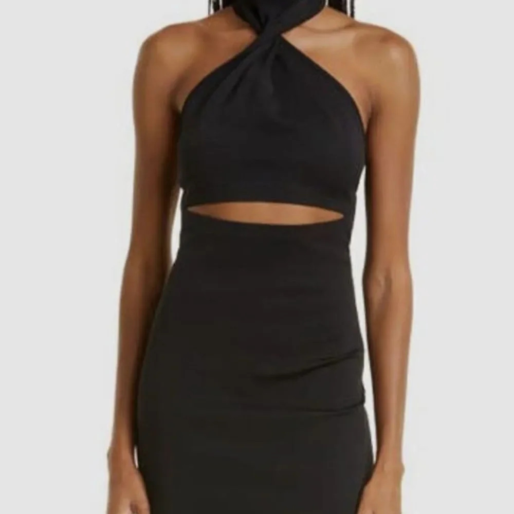 New $370 Gauge 81 Women's Black Sleeveless Abile Cutout Halter Midi Dress Size M